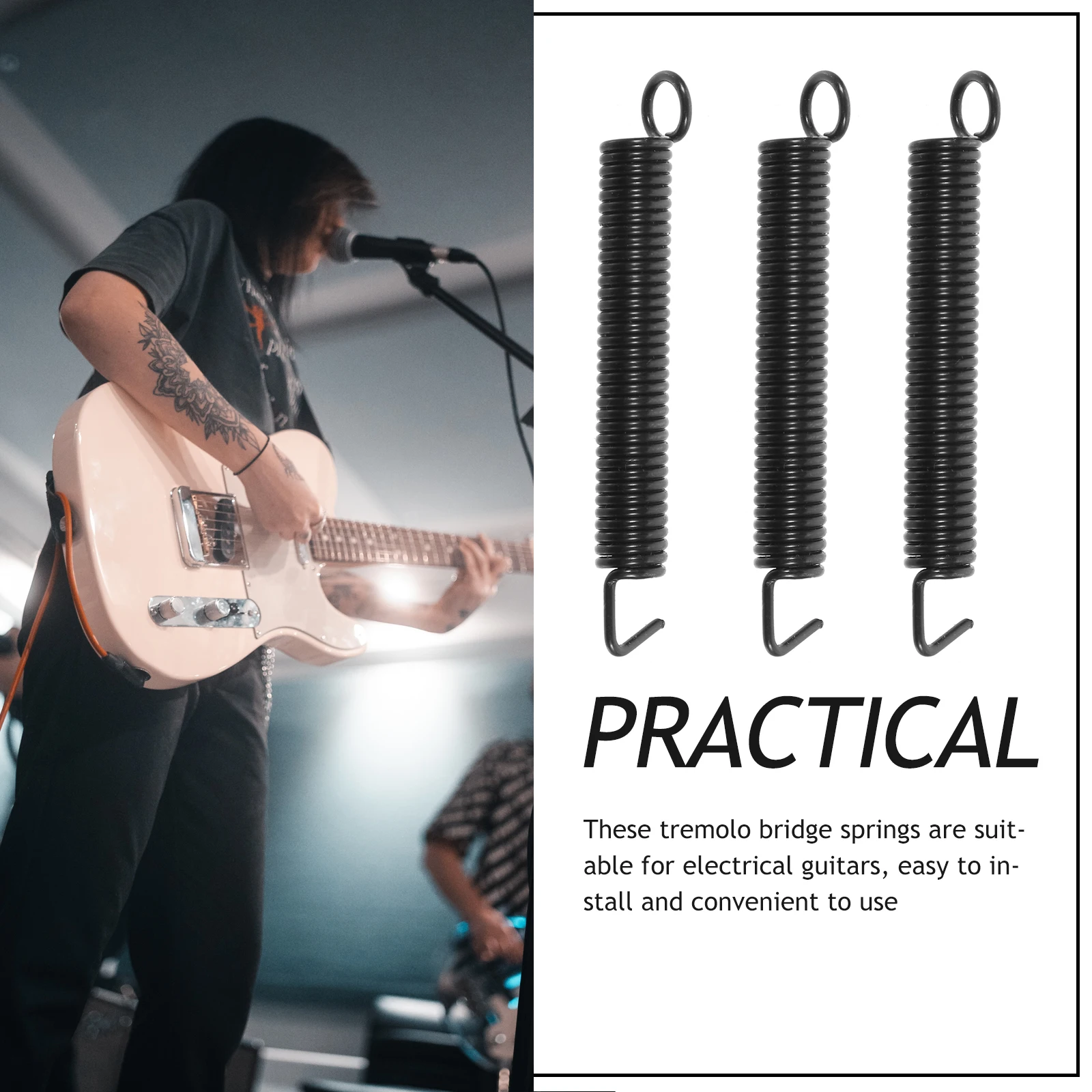 

3pcs Electric Guitar Tremolo Bridge Spring Tension Springs Blue Color Guitar Parts Accessories Vibrato Effect Metal Durable
