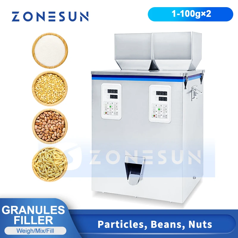 

ZONESUN Digital Control Particle Filling Machine Granule Packing Equipment Beans Nuts Rice Weigher Filler ZS-GWF2