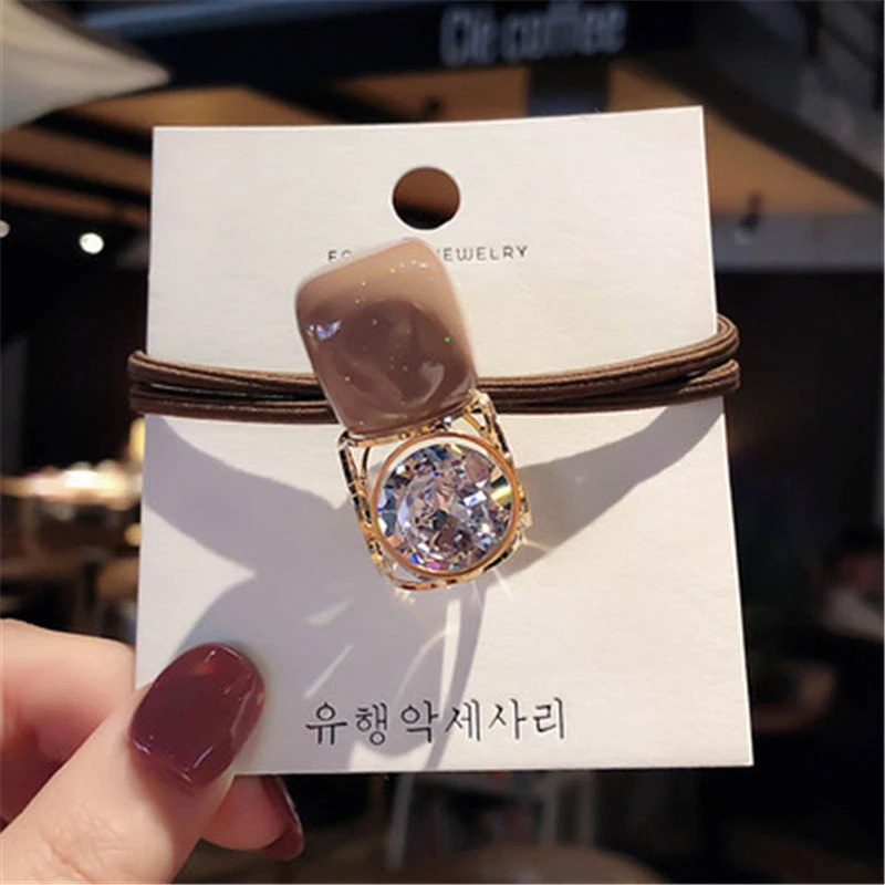 Korean version of Dongdaemun head rope hollow-out crystal scrunchie network red hair tie rubber band hair rope