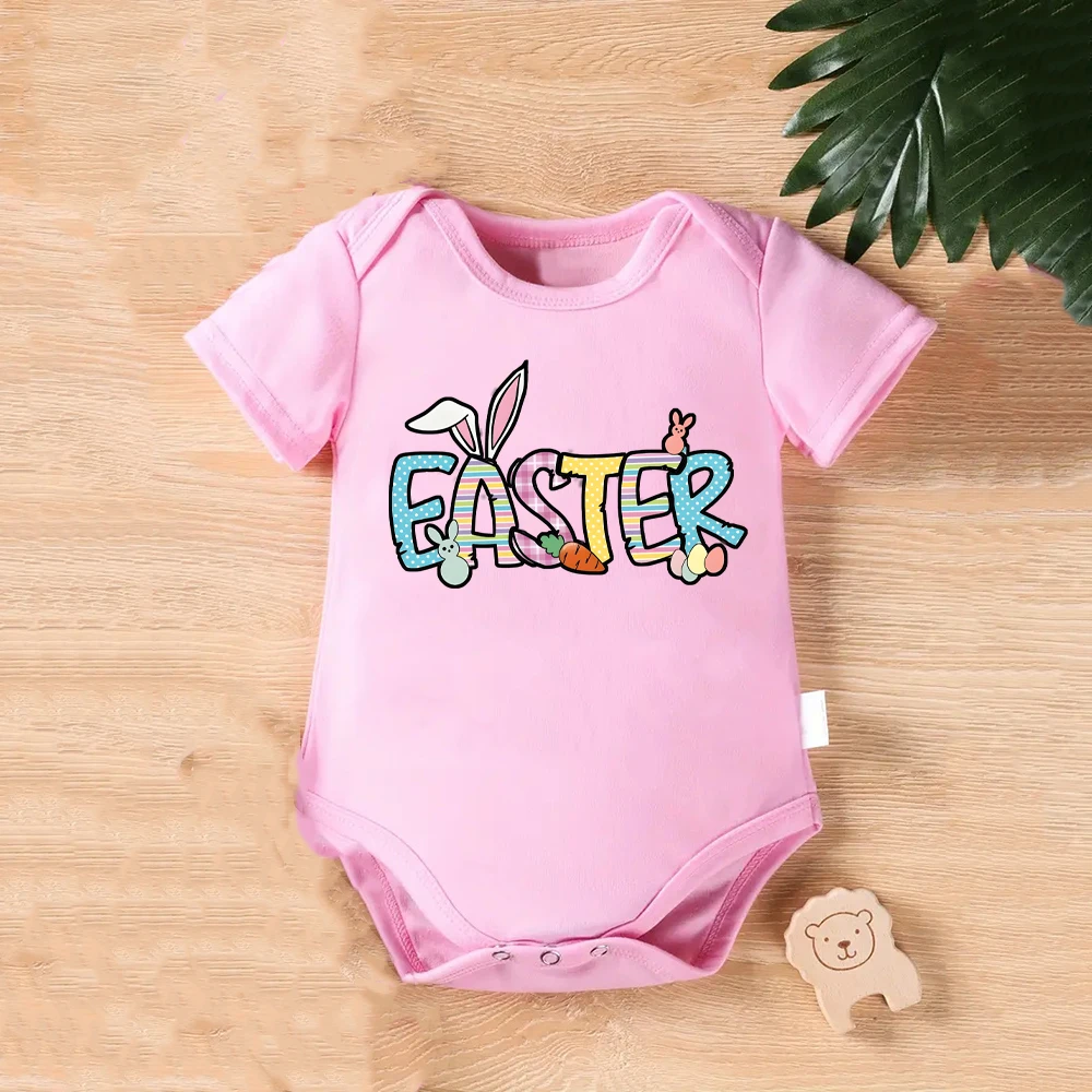 

Easter Day Pattern Print Baby Romper Girls Funny Casual Comfort Bodysuit Short Sleeve Infant Jumpsuit Easter Day Gift To Babys