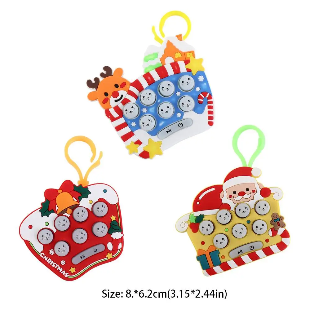 Game Keyring Mini Whack-a-Mole Machine Christmas Quick Press Handheld Game Machine Keychain Cartoon Music Quick Push Bubble Game