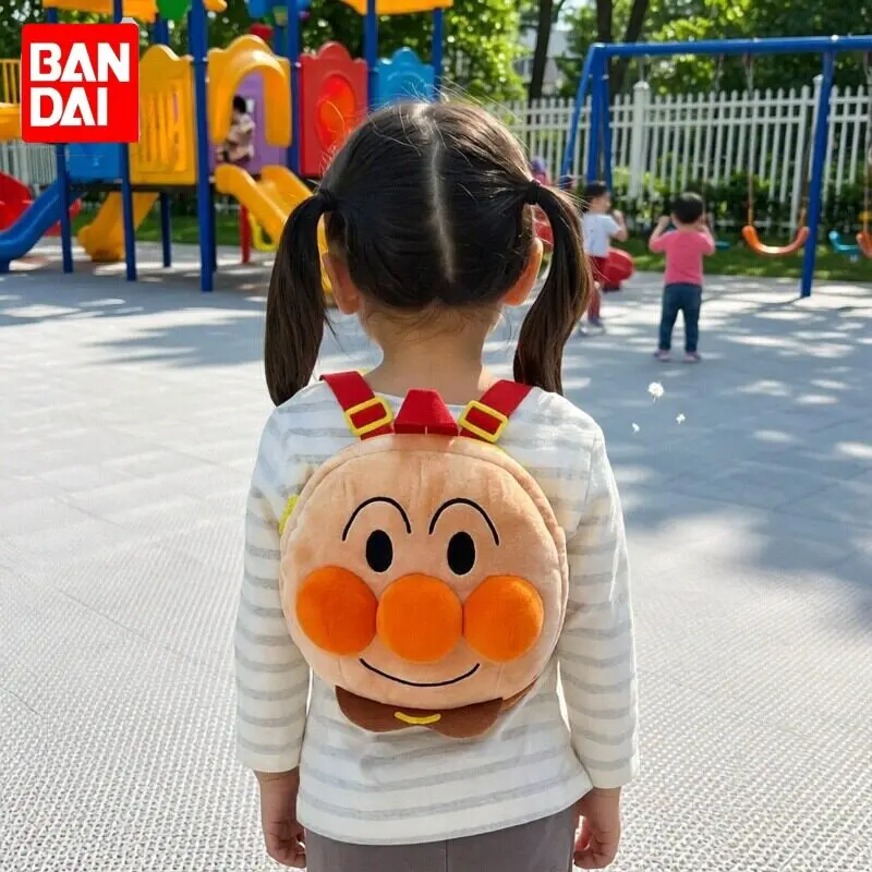 

Bandai Anpanman Cartoon Mini Soft Plush Backpack Lightweight Anti Lost Round Cute Casual Outdoor Travel Shoulder Bag