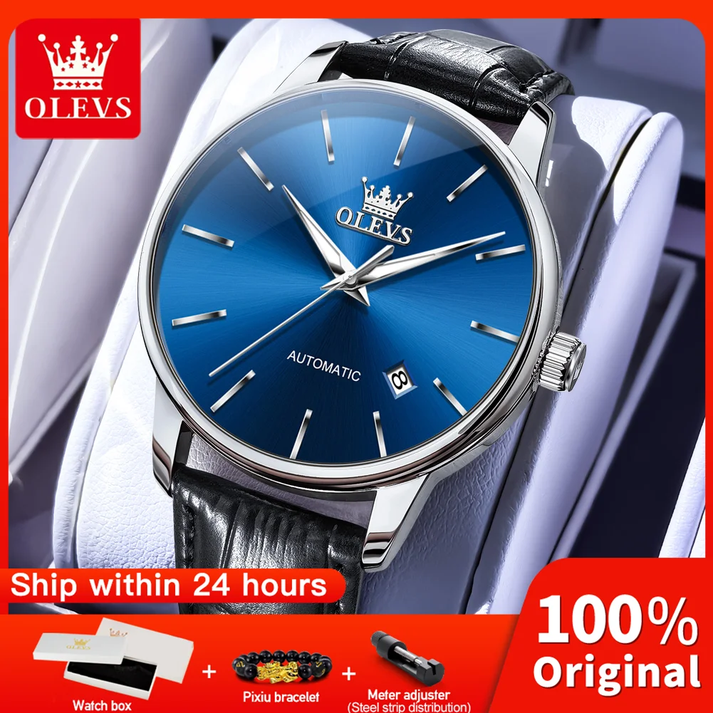 OLEVS 6725 Mens Watch Original Luxury Automatic Mechanical Watch Movement Waterproof Luminous Watch Single Calendar Design