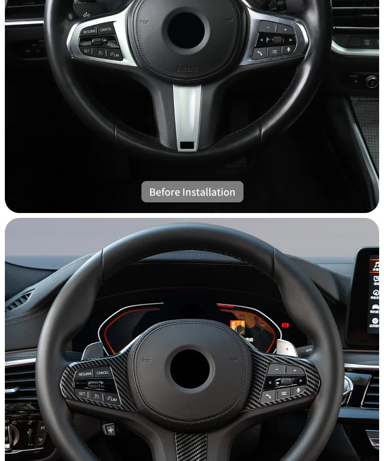 Kohle faser Auto Lenkrad Panel Dekoration Rahmen Abdeckung für BMW M Sport G30 G32 G20 X3 X4 G01 G02 X5 X7 G05 G07 5er – Detail 8