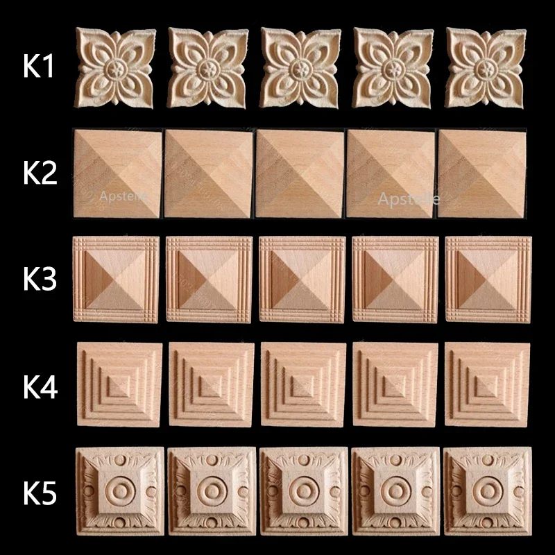 Solid Wood Carving Pyramid Square European-style Furniture Decoration Accessories Hand-carved