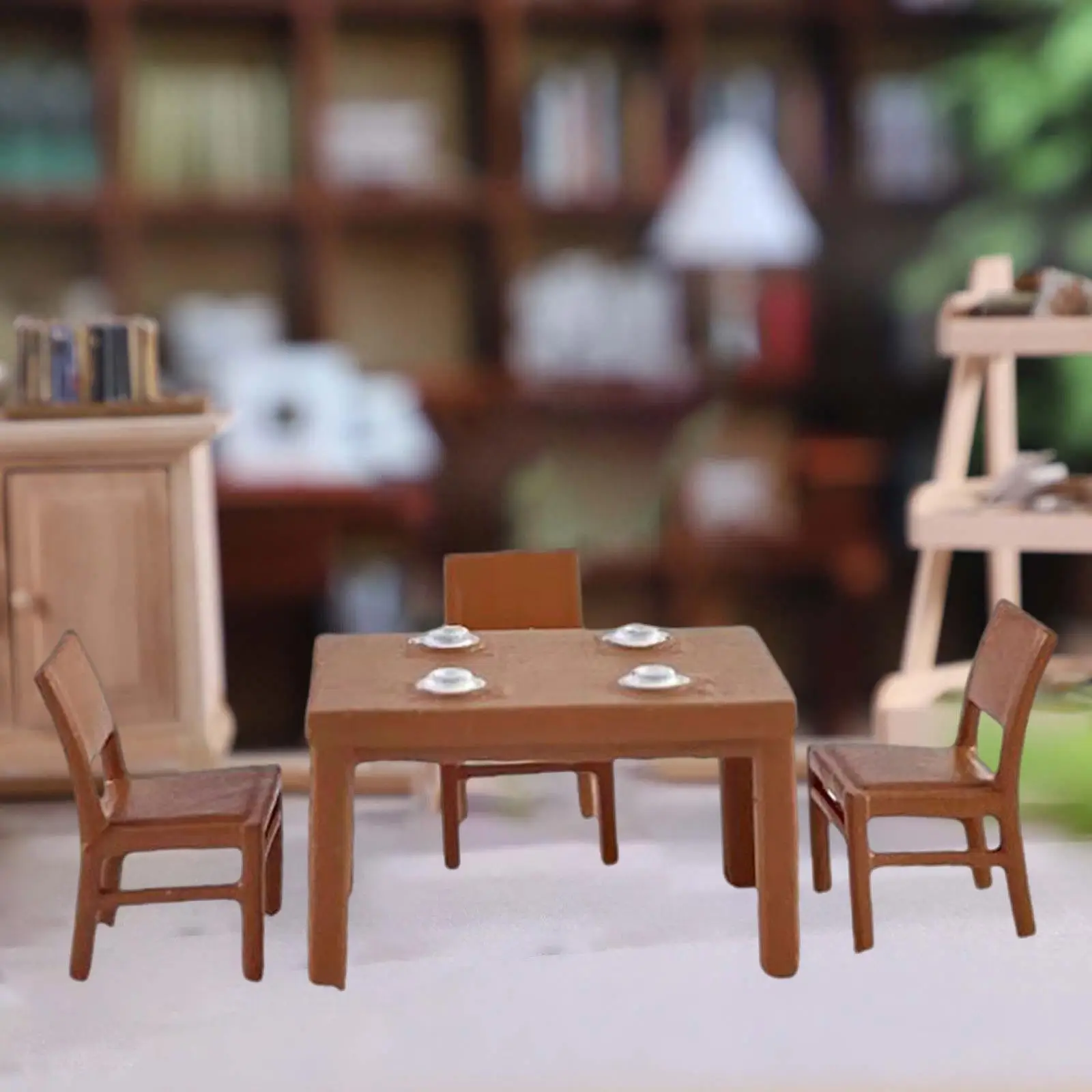 Modèle de meuble en résine pour table et chaise, artisanat, micro paysage, 1:64, 4 pièces