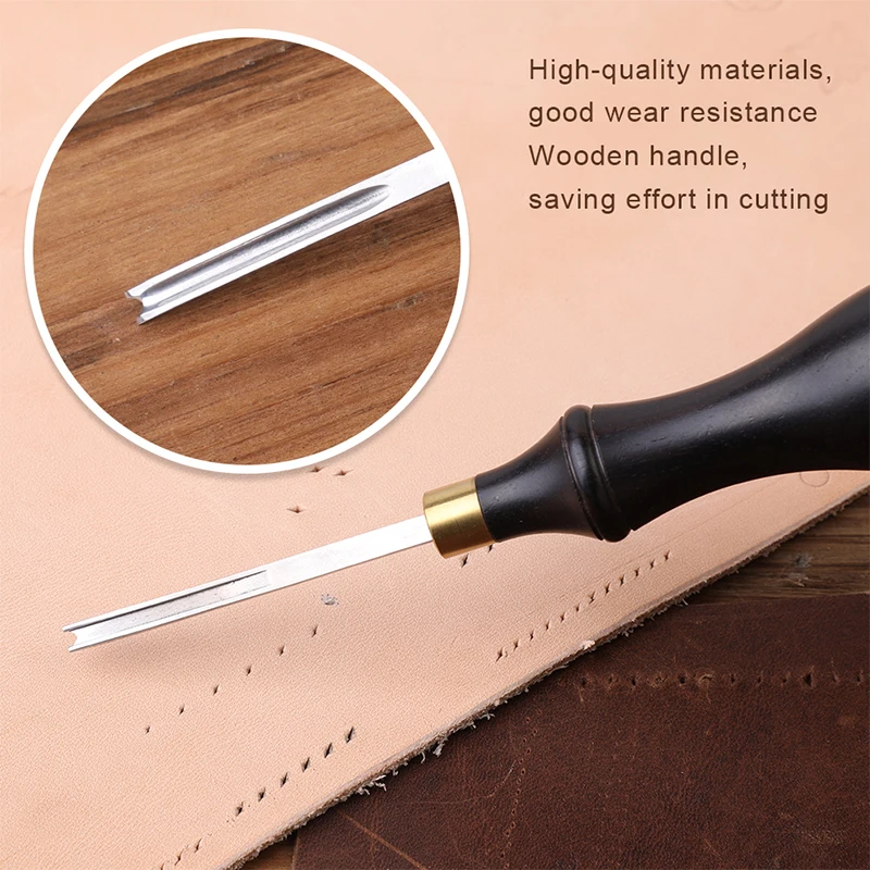 KRABALL 1PCS 0.6-2.25 MM Leather Edge Bevelers Wide Mouth Skiving Tool with Wooden Handle for DIY Leather Craft Professional