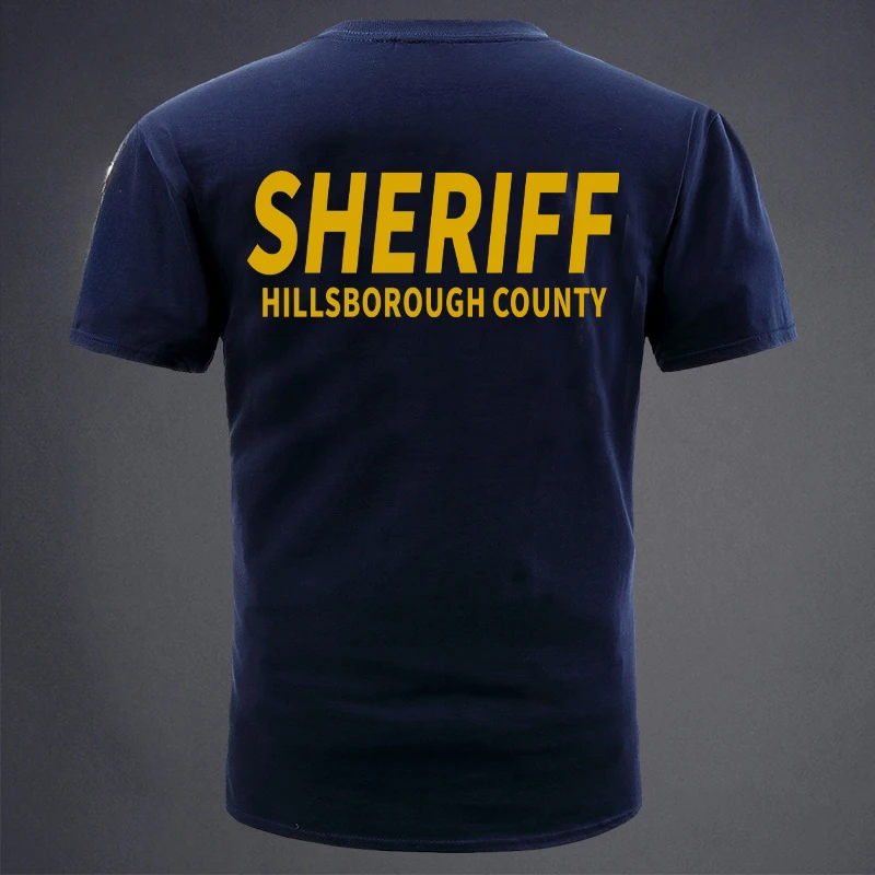 2026 Summer New Tough Guy Club America Series The SHERIFF Badge Printing Short Sleeve T-shirt