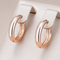 Kinel Hot Fashion Glossy Dangle Earrings 585 Rose Gold Simple Hoop Earrings For Women Party High Quality Daily Fine Jewelry