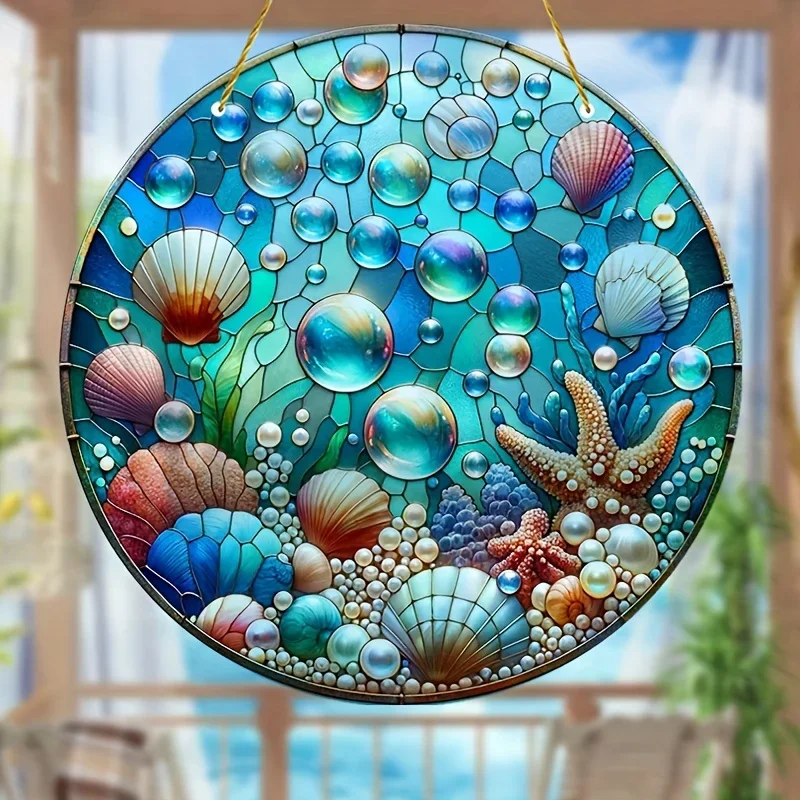 Underwater World SunCatcher Sign,Dolphin Acrylic Translucent Hanging Sign,Housewarming Gift,Window Decor, Garden,Room Wall Decor