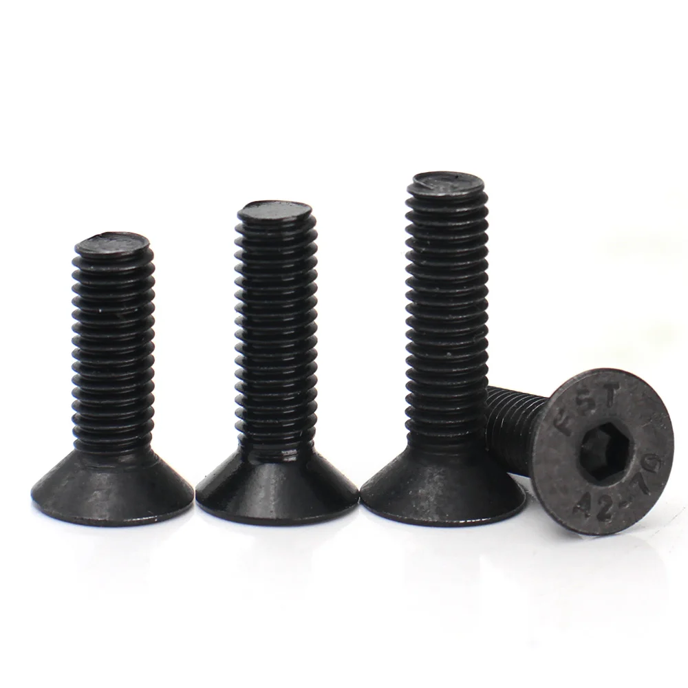 10-60pcs Black 304 Stainless Steel M2 M2.5 M3 M4 M5 M6 M8 Hexagon Hex Socket Flat Countersunk Socket Bolts Screws