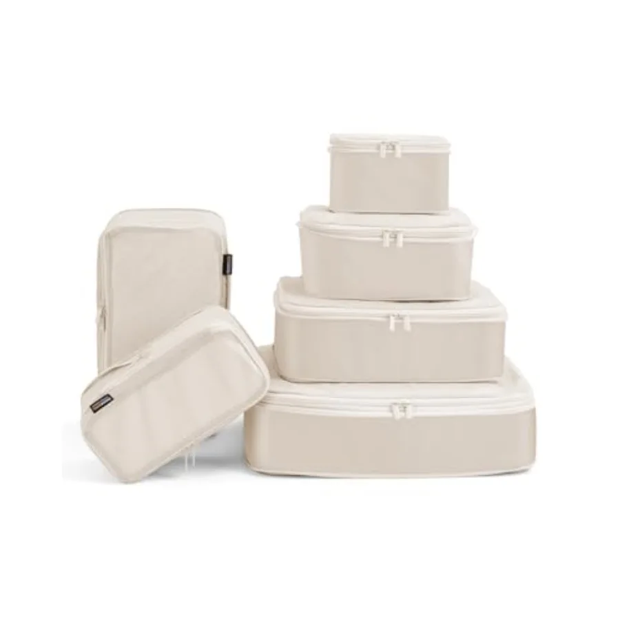 

Compression Packing Cubes for Travel, 6-Piece Set Large/Medium/Small,Double-Zip Luggage Organizers for Suitcase and Carry-On, C