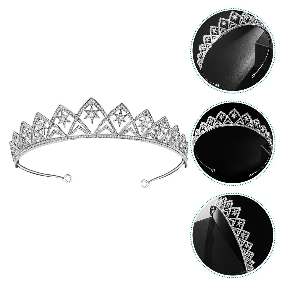 

Bridal Crown Headband Headpiece Headgear Alloy Women Rhinestone Star Wedding Miss The