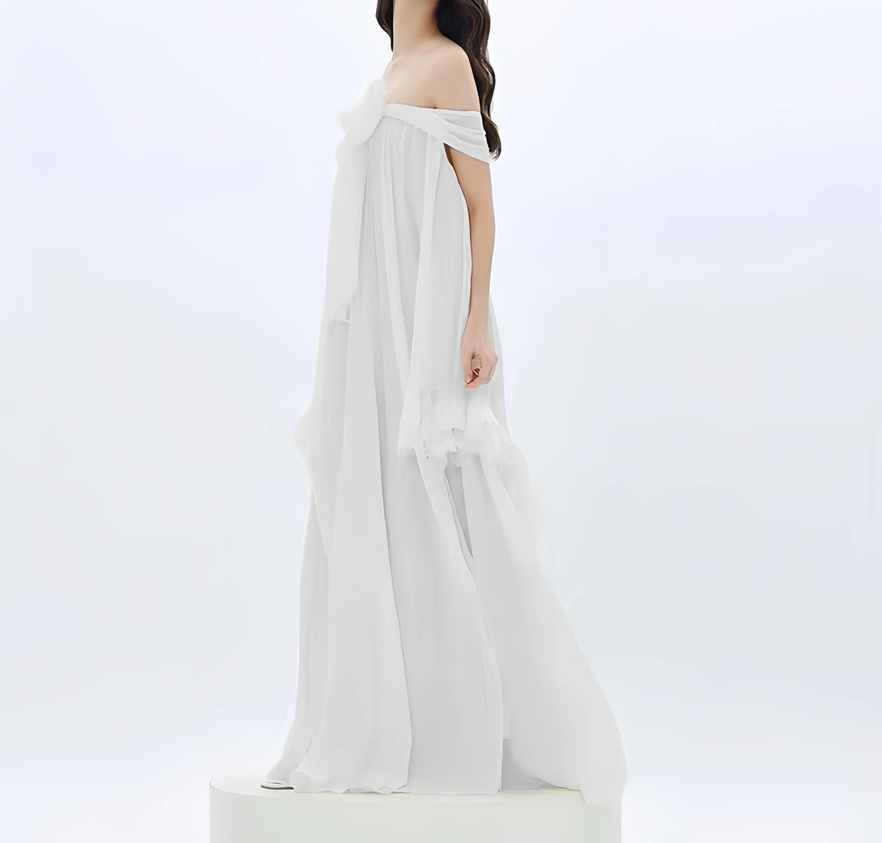 Witte schuine hals elegante jurk dames mouwloze zomervakantie chique losse vestidos bodycon ruches met flora kleding