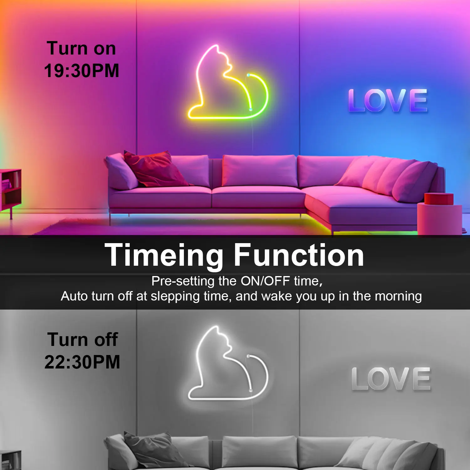 Imagem -04 - Multicolor Neon Rope Lights Música Sync Controle Faça Você Mesmo Mergbw Chasing Strip Tape Gaming Room Living Bedroom Wall Decor Night Light