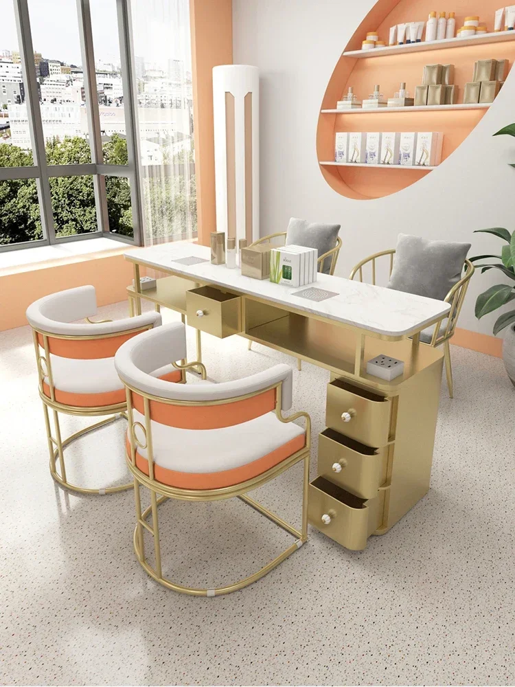 Nordic Luxury Nail Tables Multifunction Dressing Marble Nail Tables Manicure Reception Desks Salon Furniture Mesa Uñas FYMT