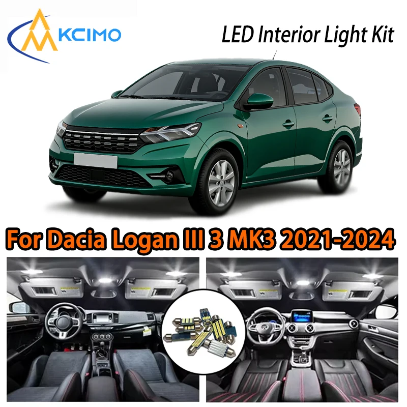 

Kit LED Interior Lights For Dacia Logan III 3 MK3 2021-2024, White Blue Two Colors Choice Super Bright Easy Install Ambient