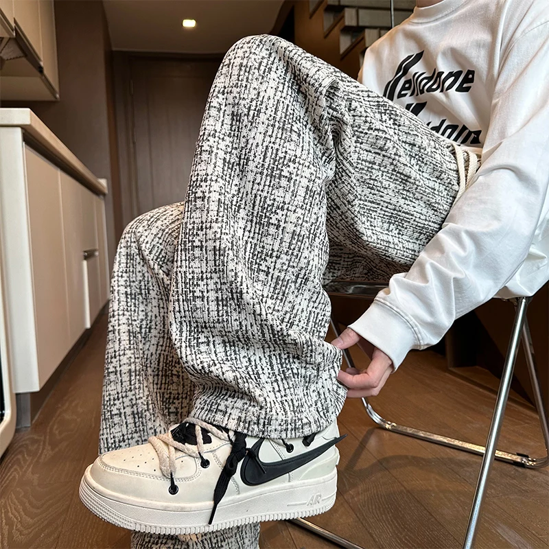 

Men's Thiened Fce Lined Corduroy Sweatpants Casual Spor Wide Leg Autumn Winter Trousers Faionable American Sle