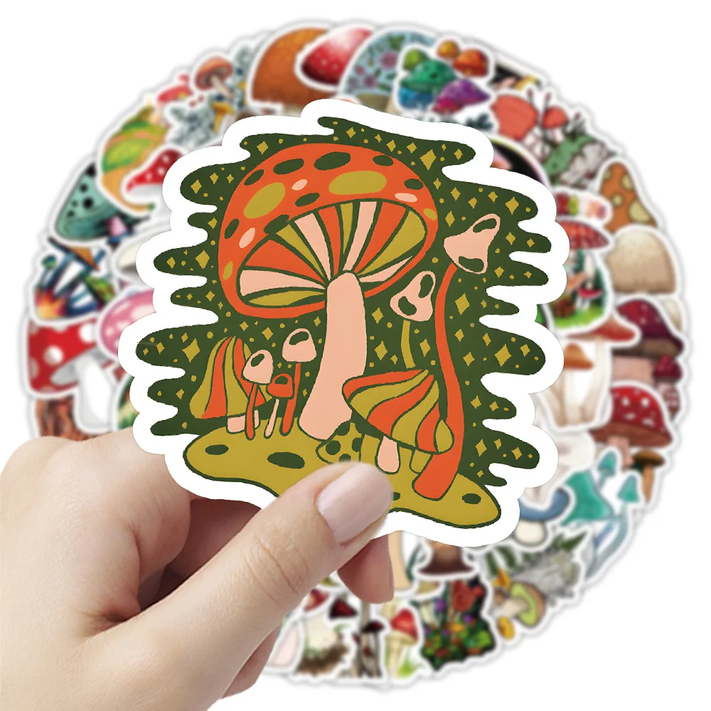 10/30/72PCS Vivid Mushrooms Stickers Plant Cartoon Decals DIY Diary Scrapbook Laptop Guitar Bike Graffiti Sticker Gift Kids Toy