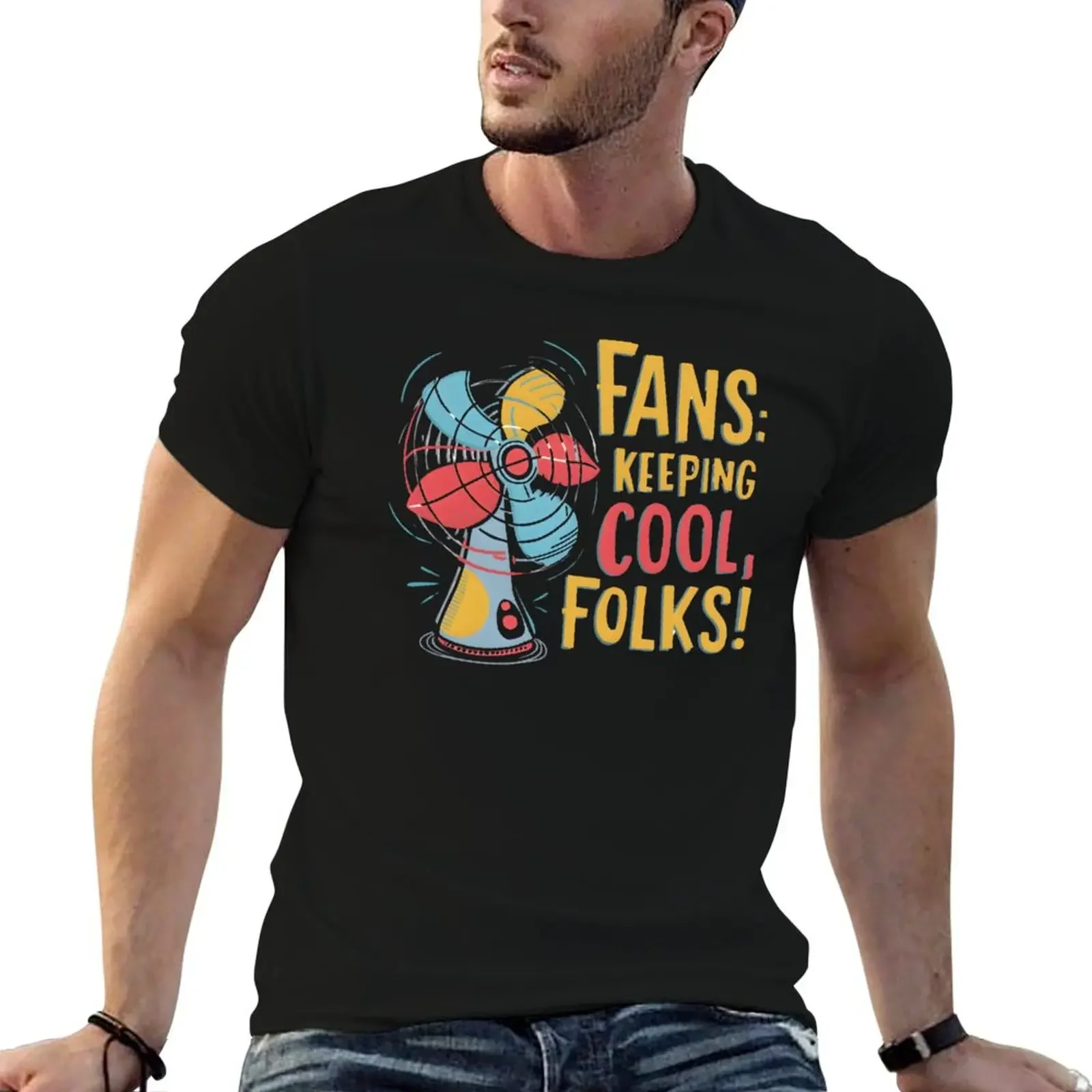 

Fans: keeping cool, folks! T-Shirt summer tops summer clothes heavyweights t shirts men