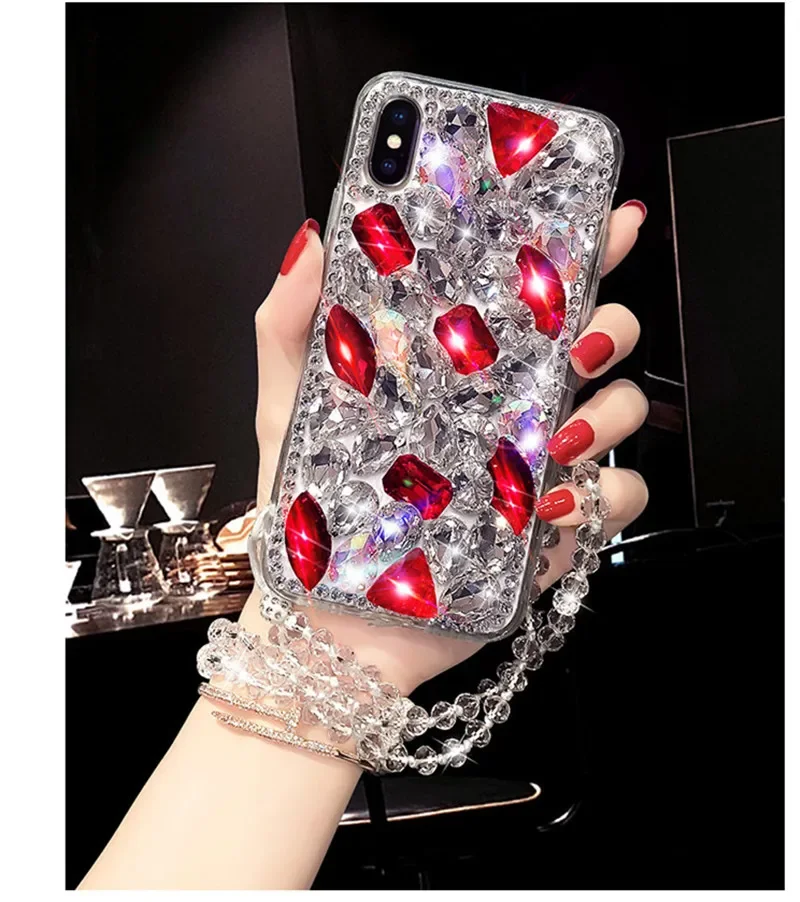 

Luxury Glitter Bling Phone Case, Crystal Diamonds Stones, Soft Back Cover for Samsung S24, S10, S20, S21, S22, S23 Plus, Note20