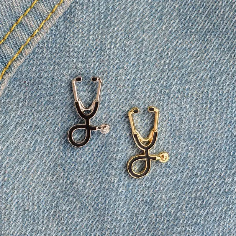 2Pcs Men and Women Cartoon Brooch Creative Doctor Stethoscope Chest Pin Cloth Accessories view 5