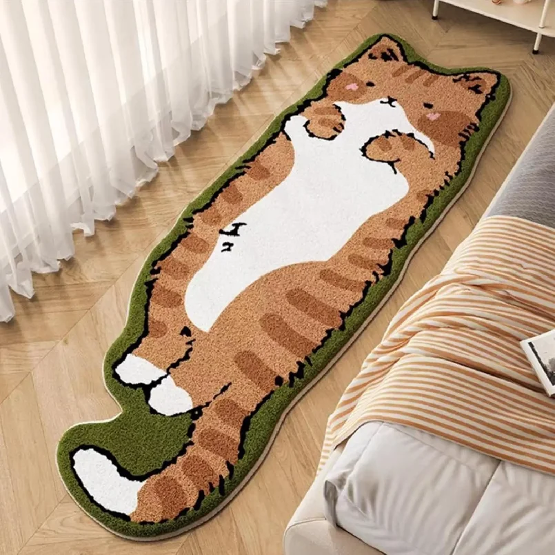 Cartoon Cat Patterned Carpet Home Decor. Provides Warmth For The Living Room And Bedroom Bedside. Non-Slip And Dirt-Proof