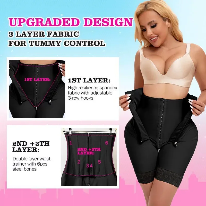 Fajas Shapewear Slim Colombiana Women High Waist Body Shaper Panties Butt Lifter BBL Shorts Tummy Control Bandage Panties