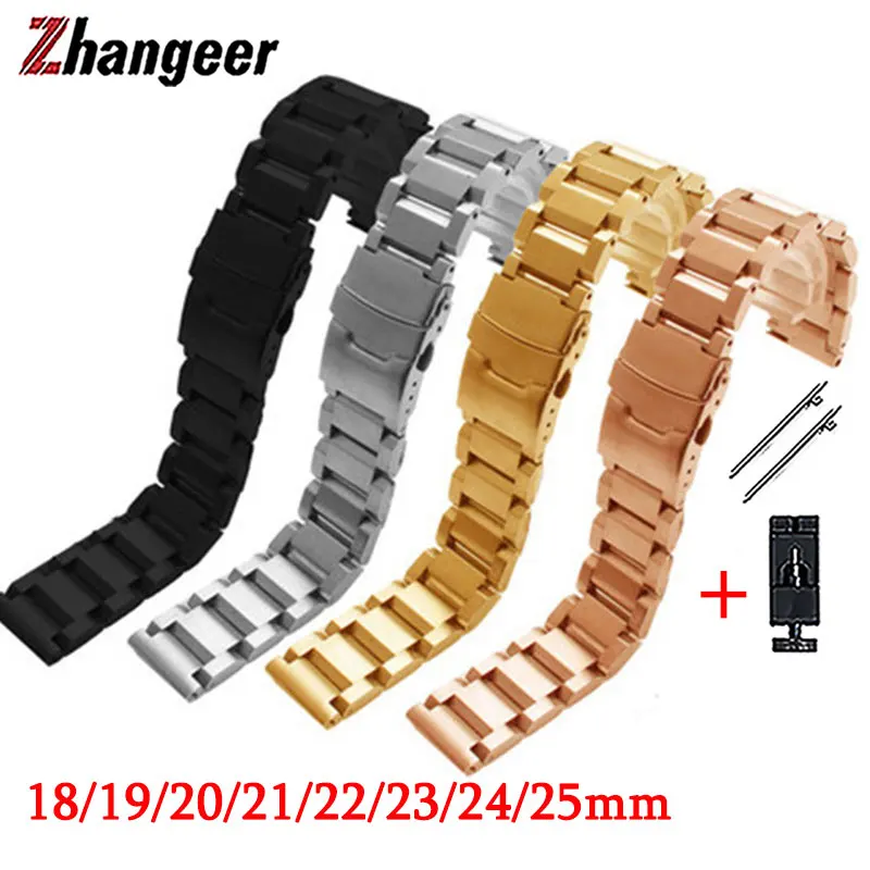 Solid Stainless Steel WatchBand Quick Release Strap 18mm 19mm 20mm 21mm 22mm 23mm 24mm 25mm Universal Wrist Band Accessories