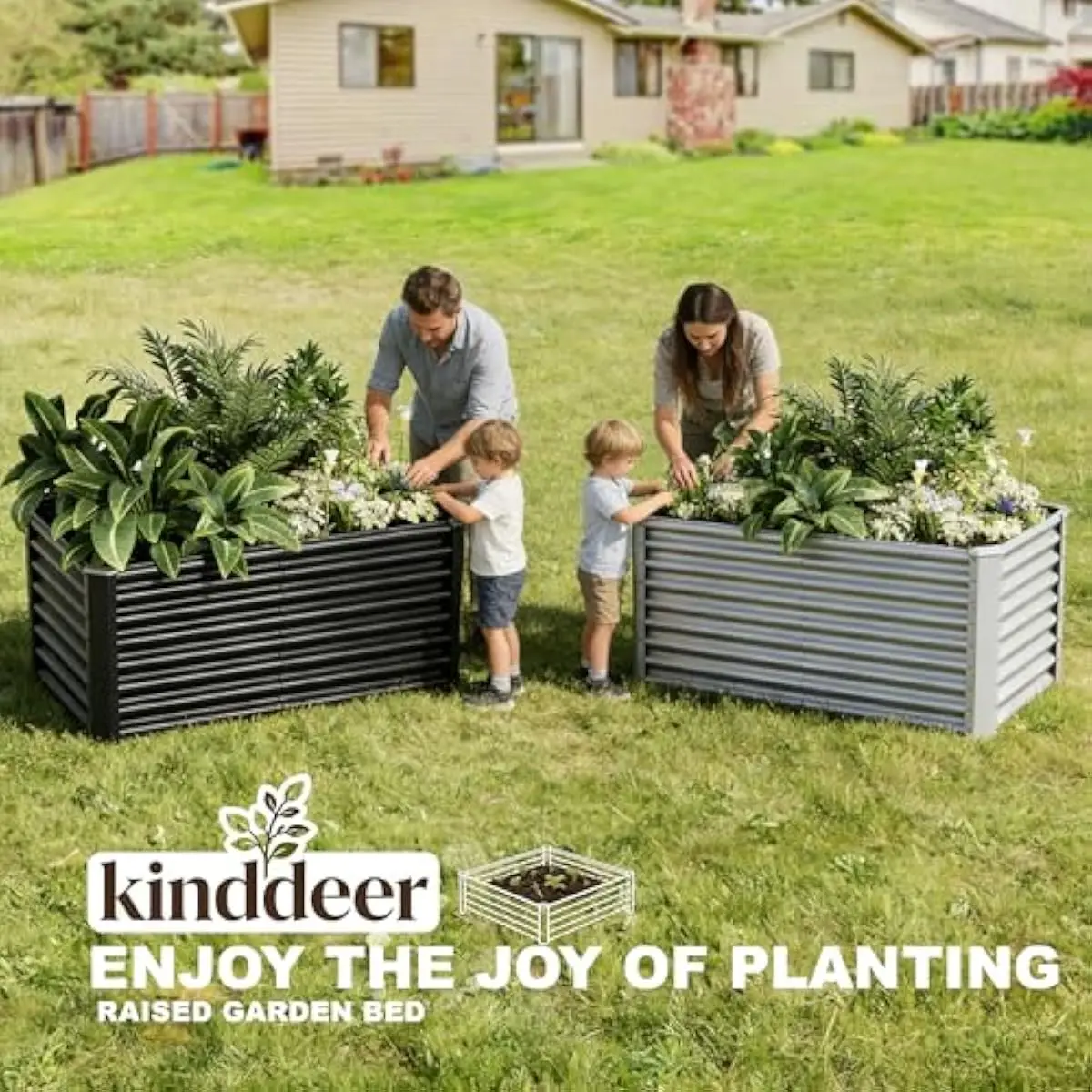 48x24x22in Two-Piece Elevated Garden Planter Set Made from Heavy-Duty Galvanized Alloy Steel with Drainage Holes Rustproof Easy