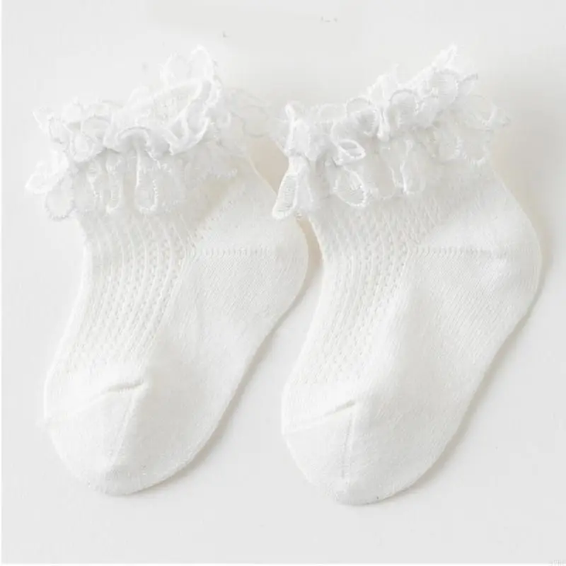 97BC Adorable Lace Socks for Girls, Soft Comfortable Short Socks Ankle Socks with Elegant Lace for Everyday Elegance