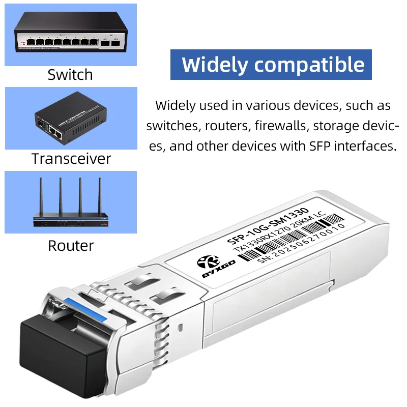 BiDi Adaptive Rate 10G SFP+ Fiber Module SM LC Zinc Alloy SFP Module For Cisco/Mikrotik/Ubiquiti Switch SFP Optical Transceiver