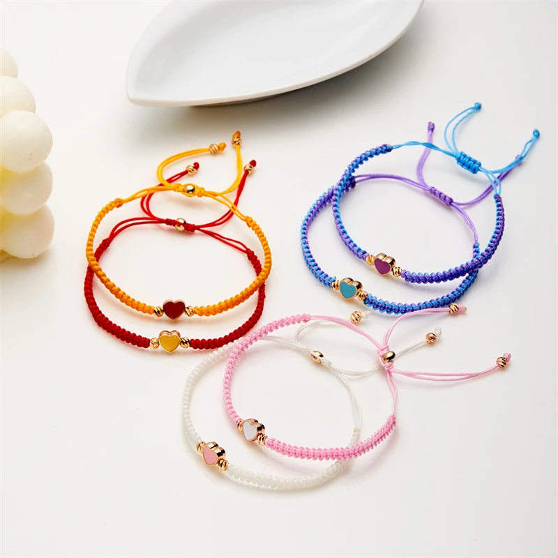 2 Pcs Heart Matching Bracelets For Couples and Friendship Fashion Handwoven Long Distance Bracelets Jewelry Valentine\'s Day Gift