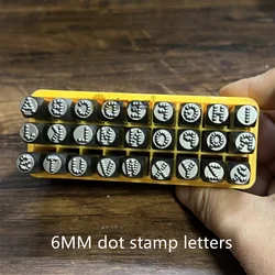 6MM w stylu niemieckim litery znaczków punktowych, stempel stemplowy ze stalowymi literami RCIDOS, A-Z i 27 sztuk/pudło