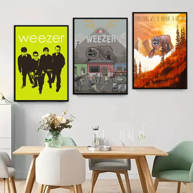 Weezer Music Band Poster Cartoon Illustration Music Album Cover Singer Portrait Canvas Painting Wall Art Living Room Home Decor