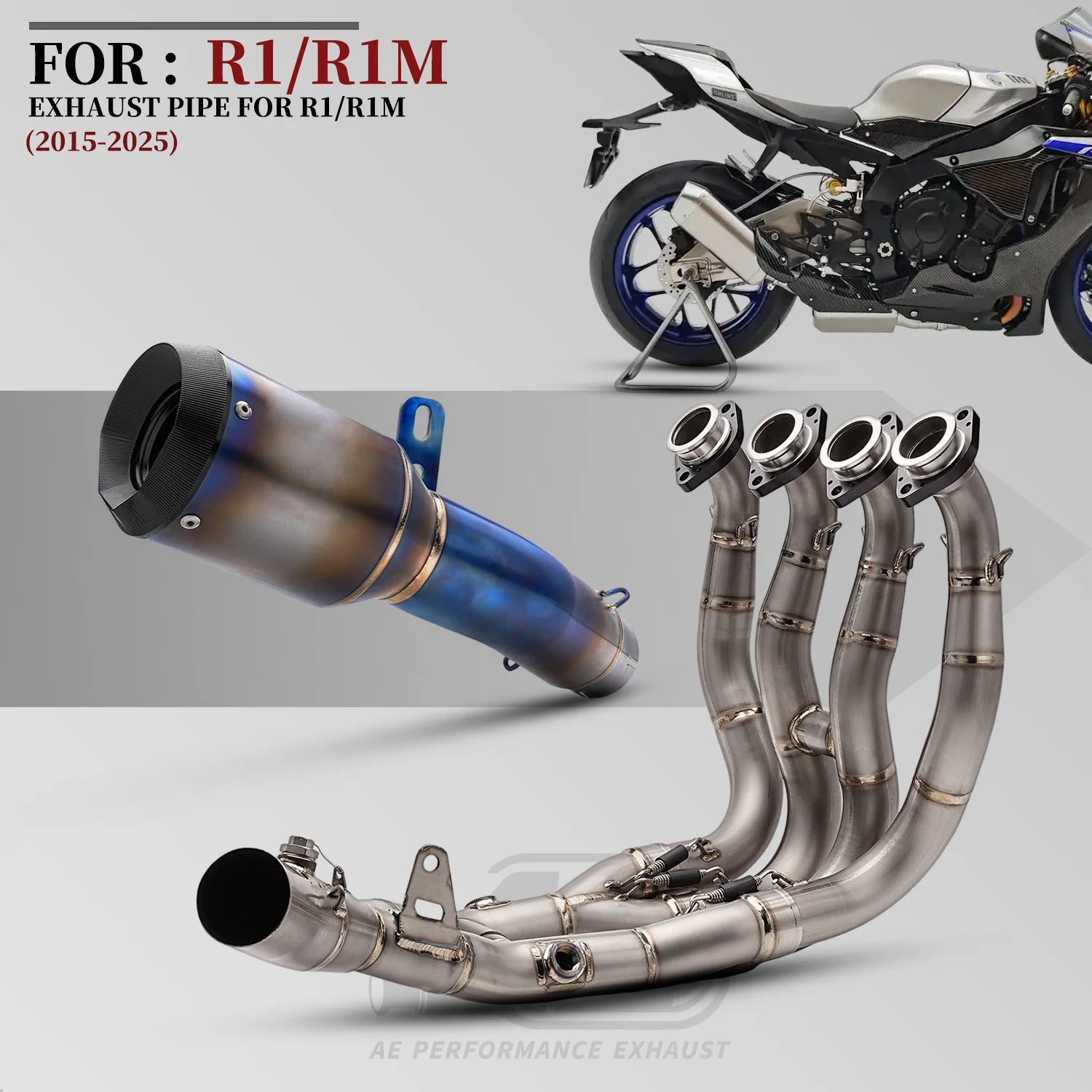 

Полная система выхлопной системы для мотоциклов R1 R1M, модификация Ti. Глушитель из сплава с передней вставкой 60 мм для YZF-R1 R1M 2015-2025