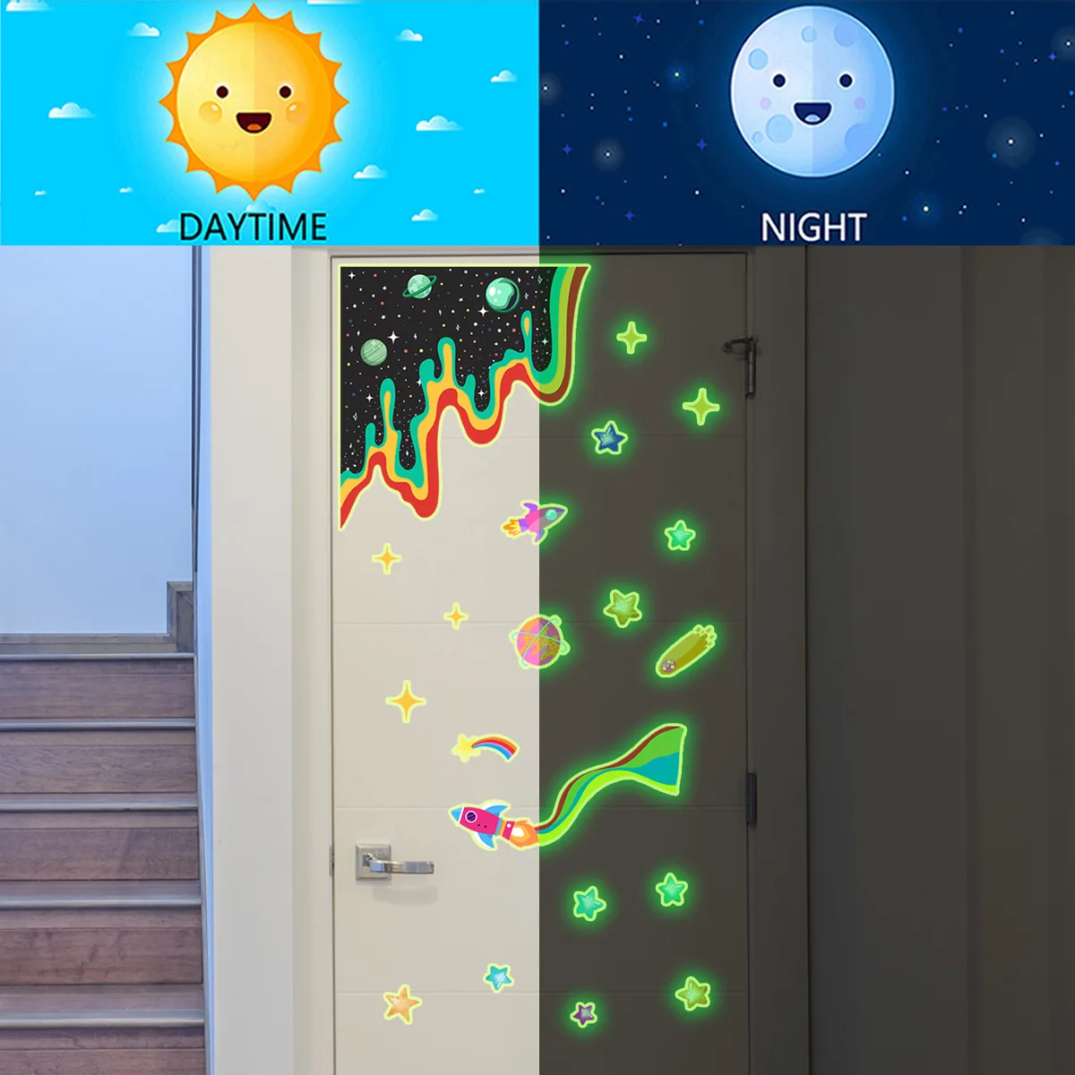 

Creative Luminous Star Door Sticker Luminous Sticker Children's Room Home Decoration Wall Sticker