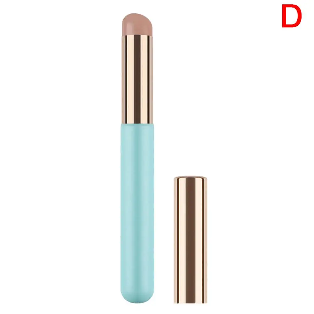 Silicone Lip Brush With Lid Round Head Makeup Brush Lipstick Tool Makeup Portable Concealer Mini Applicator Brush Multi-Use E2O1