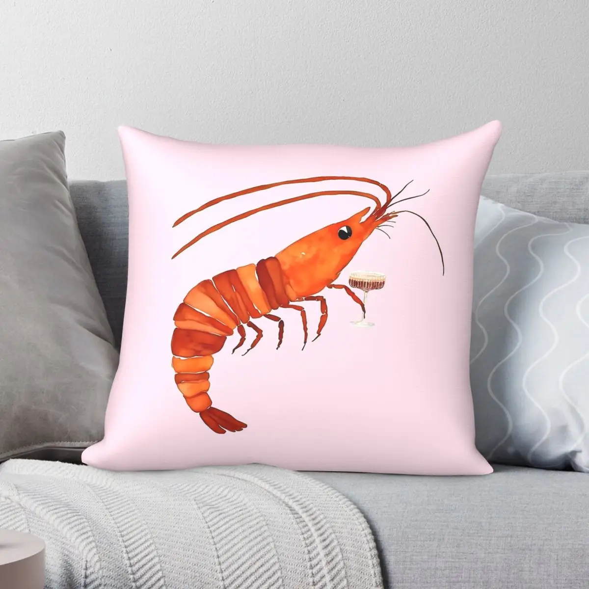 Espresso Martini Shrimp Tini Cocktail Square Pillowcase Polyester Linen Velvet Creative Zip Decor Home Cushion Cover 45x45