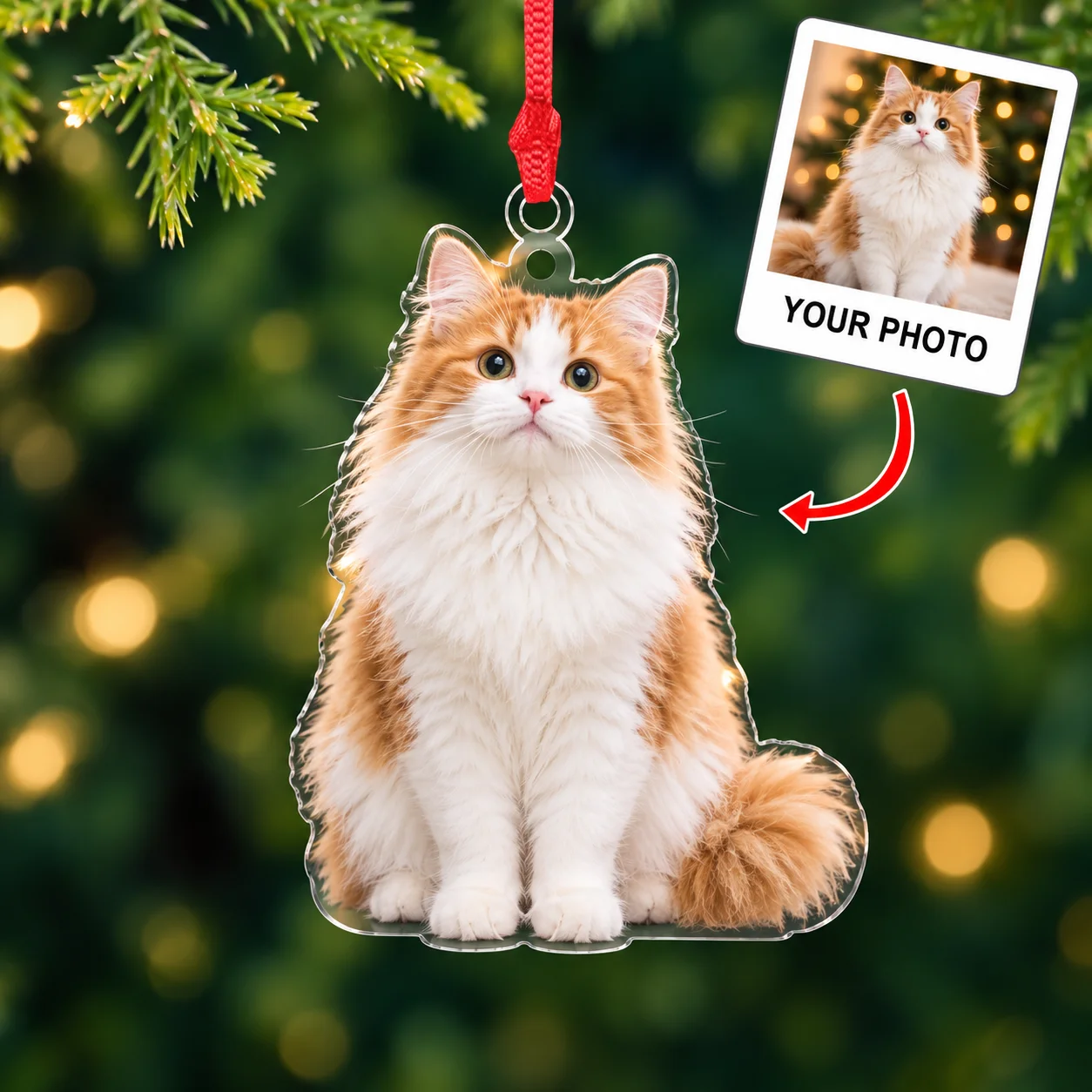 Custom Pet Photo Ornament Personalized Acrylic Pet Ornament Dog Cat Christmas Tree Decoration Pet Memorial Gift Christmas Gift