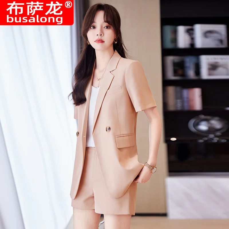 Short Sleeve Suit Suit Women's Summer Thin High-Grade Temperament Goddess Style Business Clothing Casual Shorts Two-Piece Suit