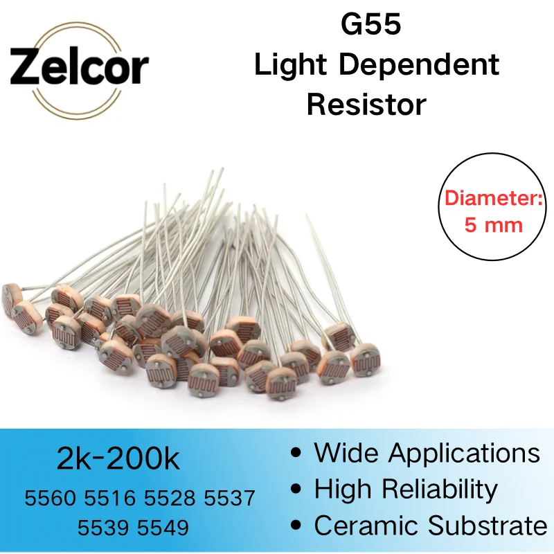 20Pcs/Lot Light Sensitive Resistor Photoelectric Photoresistor 5528 GL5528 Photoresistor 5516 5506 5537 5539 5549 For Arduino