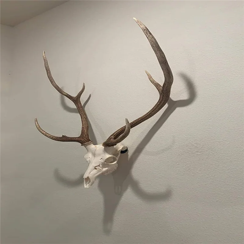 ABFU-No Show White Leather Whitetail Deer Skull Mount Hanger-For Hog Antelope Coyote, Bobcat, Axis-Quickest Install Design
