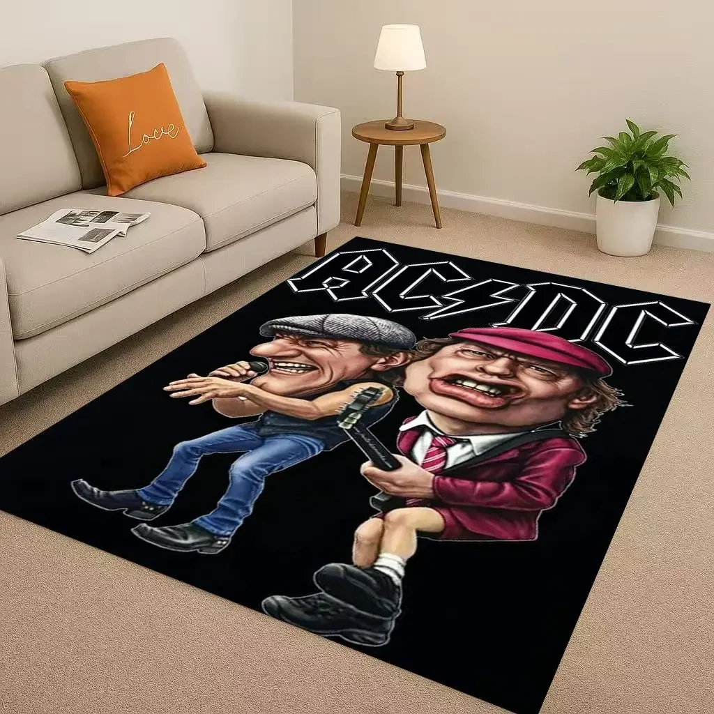 HD A-ACDC Rock Band Brian Music Catoon Living Room Non-Slip Area Rug Soft Carpet for Bedroom Playroom Sofa,Home Decor Doormat