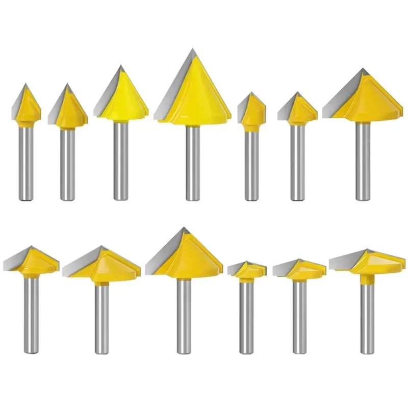 6mm Shank 60 90 120 150 Degrees Woodworking V Grooving Router Bits Milling Cutter for Wood Trimmer Engraving CNC Carpentry
