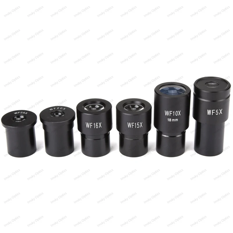 2PCS WF5X WF10X WF15X WF16X WF20X WF25X Wide Field Eyepiece For Biological Microscope Optical Glass Lens 23.2MM Interface Size