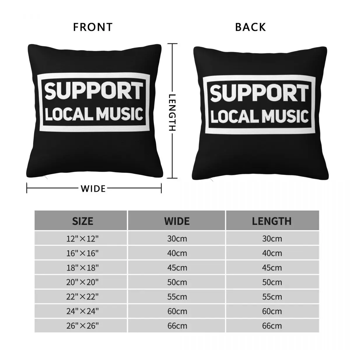 Support Local Music Square Pillowcase Polyester Linen Velvet Printed Zip Decorative Pillow Case Sofa Seater Cushion Cover 45x45