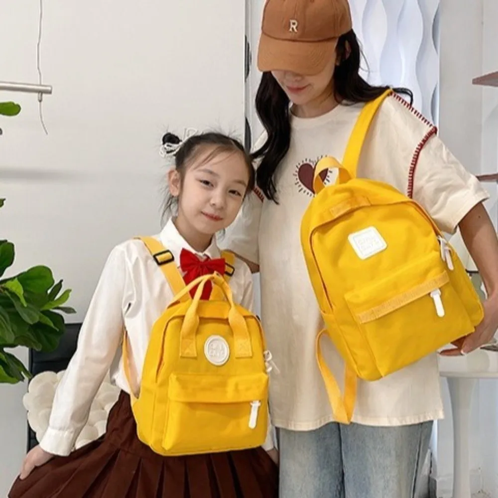 Solid Color Children Backpack Oxford Cloth Anti-theft Student School Bag Handbag Korean Style Canvas Rucksack Travel