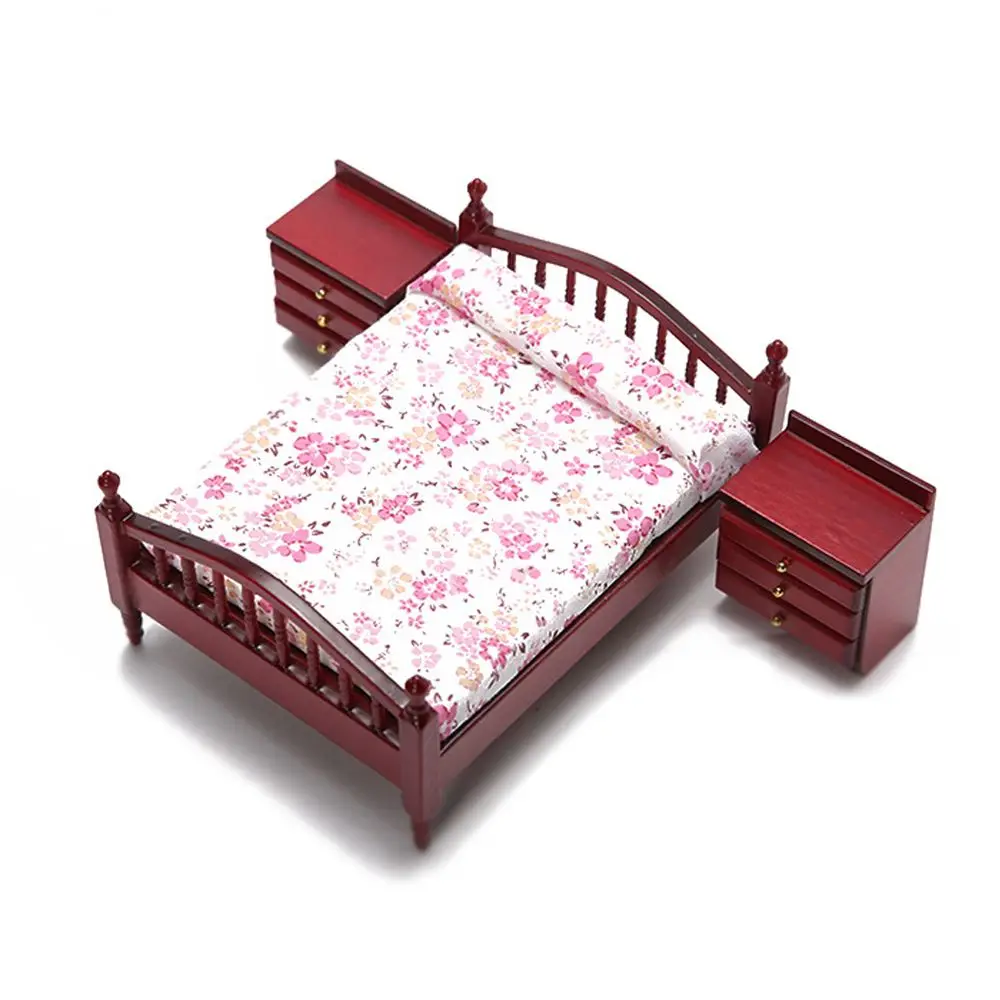

Mini Decoration Accessories 1:12 Doll Houses Miniature Furniture Bed/Bedside Table Dollhouse Furniture For Dolls