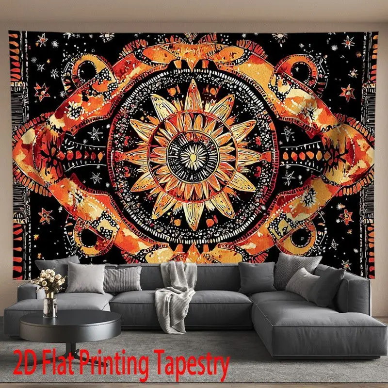 VIKAMA Skeleton Guitar Blacklight Tapestry, Neon Bohemian Wall Hanging for Bedroom Living Room Psychedelic Galaxy Decor